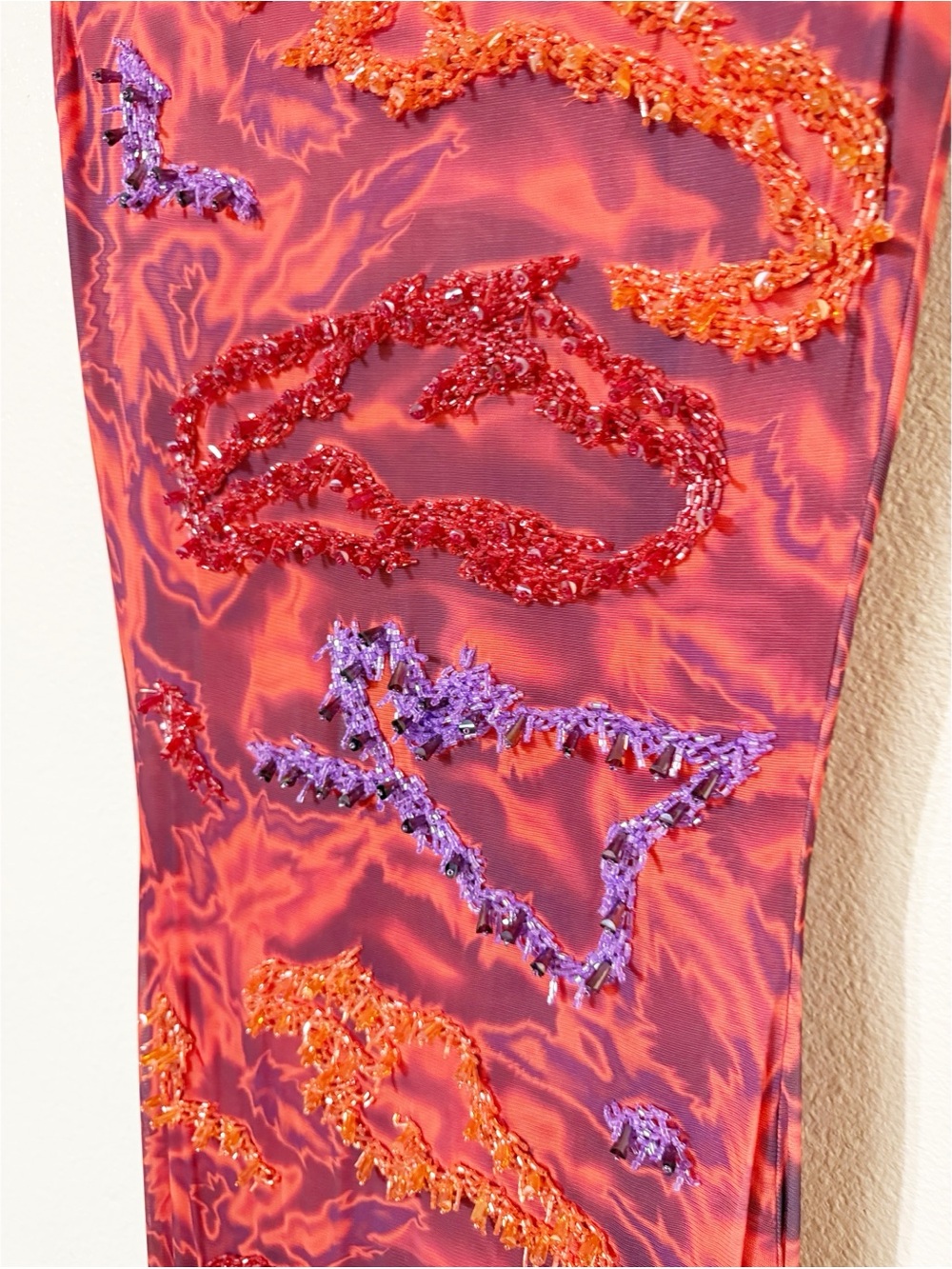 Onalaja Zusi Maxim Beaded Maxi Dress in Red & Purple Combo $795 MSRP Medium - Picture 11 of 12
